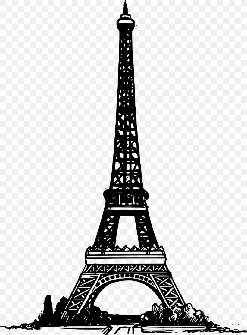 Eiffel Tower Clip Art Image Vector Graphics, PNG, 1024x1388px, Eiffel Tower, Architecture, Blackandwhite, Drawing, Landmark Download Free
