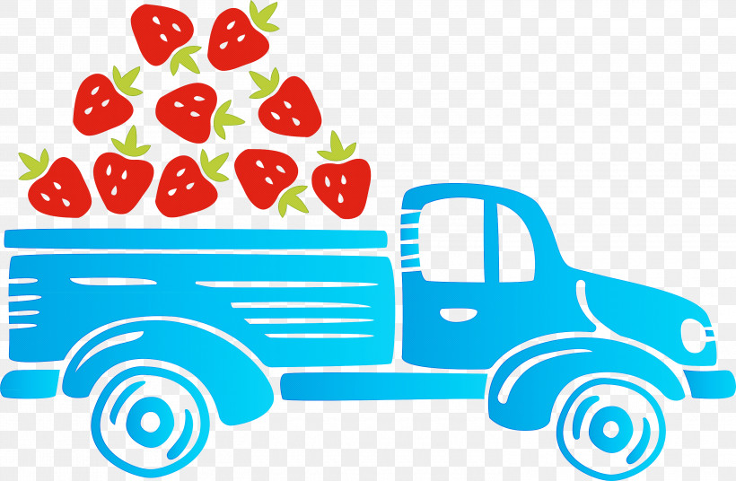 Strawberry Truck Autumn Fruit, PNG, 3000x1963px, Strawberry Truck, Autumn, Drawing, Fruit, Line Art Download Free