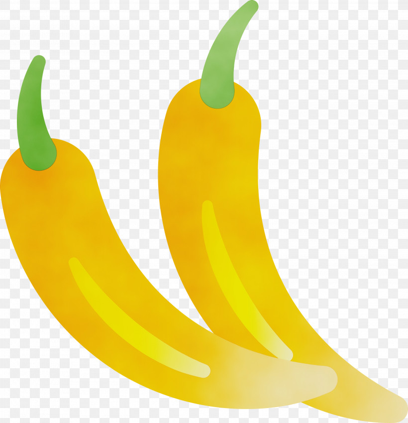 Banana Yellow Pepper Bell Pepper Chili Pepper Yellow, PNG, 2893x3000px, Watercolor, Banana, Bell Pepper, Chili Pepper, Meter Download Free