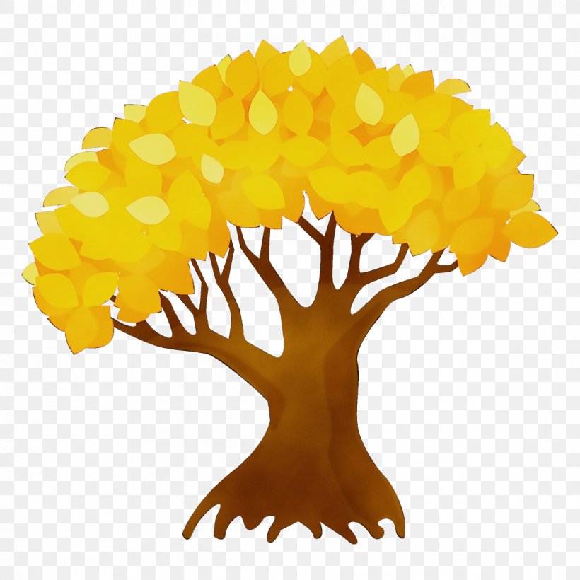 Yellow Tree Clip Art Plant, PNG, 1200x1200px, Watercolor, Paint, Plant, Tree, Wet Ink Download Free