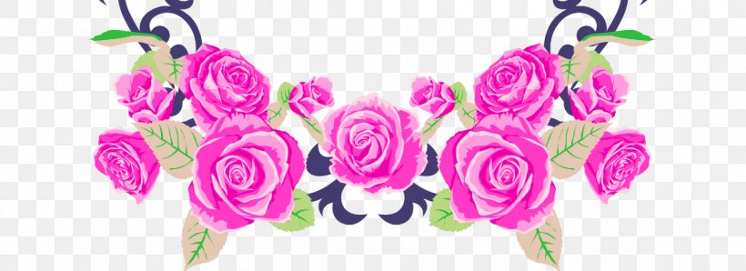 Beach Rose Wreath Flower, PNG, 1191x433px, Beach Rose, Blue Rose, Cartoon, Creative Work, Cut Flowers Download Free