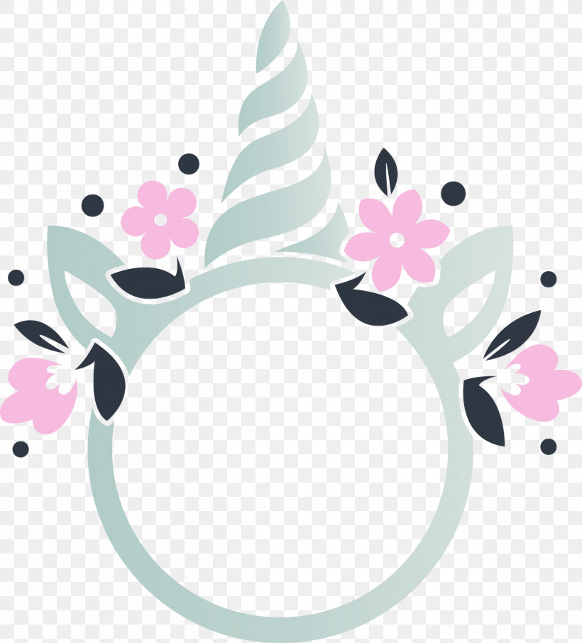 Pink Pattern Hair Accessory Plant, PNG, 2714x3000px, Unicorn Frame, Hair Accessory, Paint, Pink, Plant Download Free