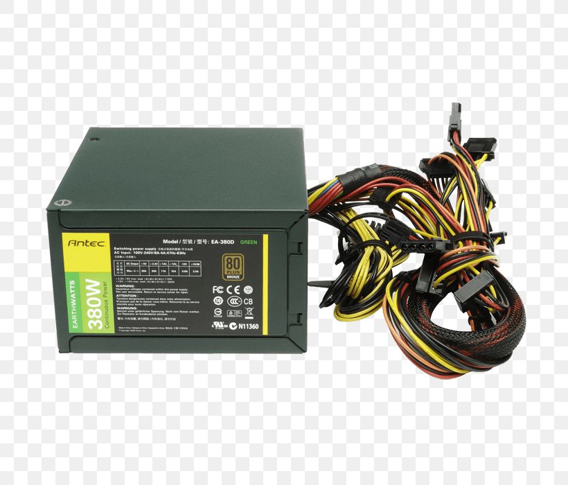 AC Adapter Power Supply Unit Power Converters Antec EarthWatts Green EA-380D, PNG, 700x700px, 80 Plus, Ac Adapter, Adapter, Antec, Atx Download Free