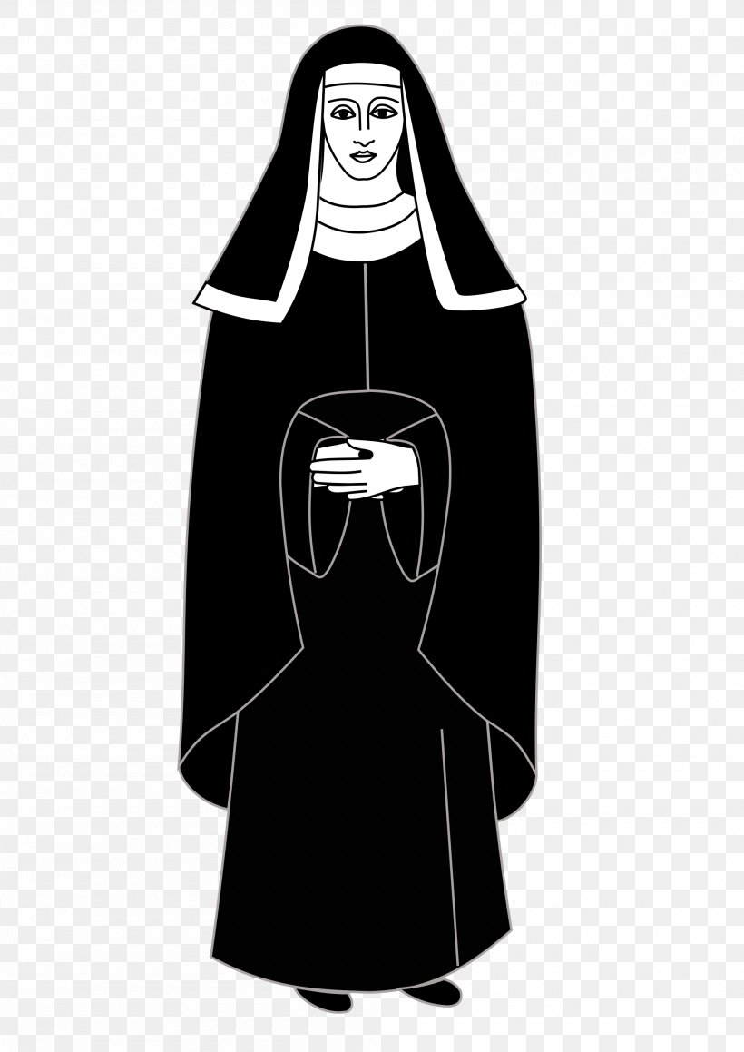 Clip Art Nun Openclipart, PNG, 2000x2828px, Nun, Abbess, Black, Black And White, Cartoon Download Free