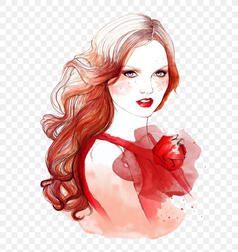 Fashion Illustration Drawing Hairstyle Illustration, PNG, 600x868px, Watercolor, Cartoon, Flower, Frame, Heart Download Free