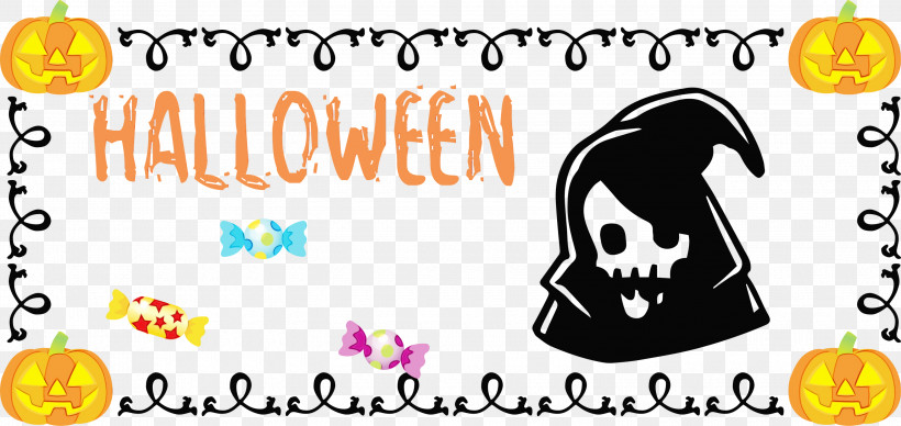 Pumpkin, PNG, 3000x1422px, Happy Halloween, Cartoon, Halloween, Happiness, Paint Download Free