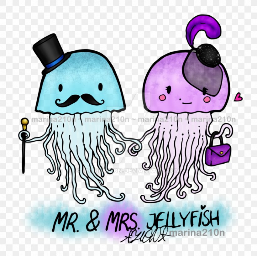 Mr. Mrs. Jellyfish Clip Art, PNG, 895x892px, Watercolor, Cartoon, Flower, Frame, Heart Download Free