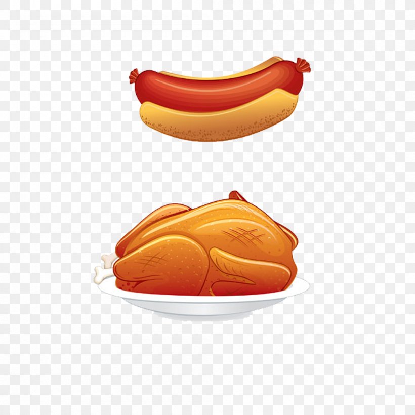 Chicken Thighs Hot Dog Sausage, PNG, 1000x1000px, Chicken, Cartoon, Chicken Meat, Chicken Thighs, Hot Dog Download Free