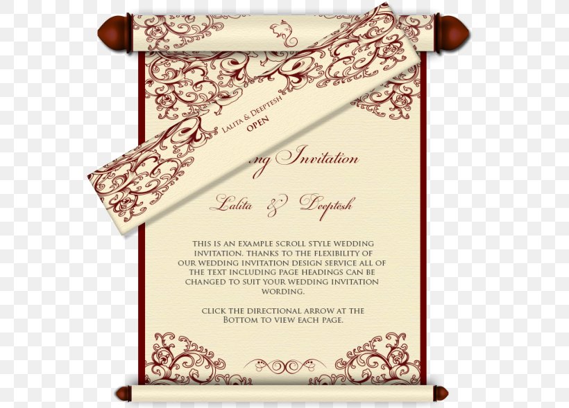 Wedding Invitation India Scroll Hindu Wedding, PNG, 574x589px, Wedding Invitation, Convite, Flower, Greeting Note Cards, Hindu Wedding Download Free