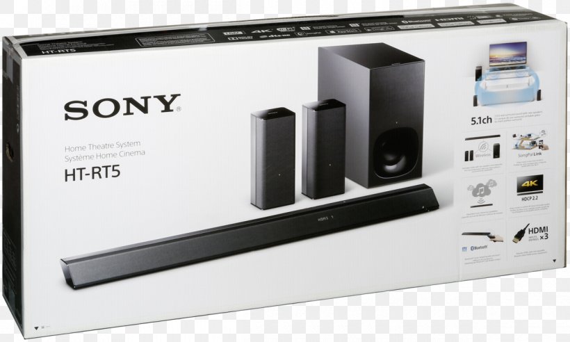 Home Theater Systems Sony HT-RT5 5.1 Surround Sound Subwoofer, PNG, 1200x721px, 51 Surround Sound, Home Theater Systems, Audio Power Amplifier, Audio Receiver, Cinema Download Free