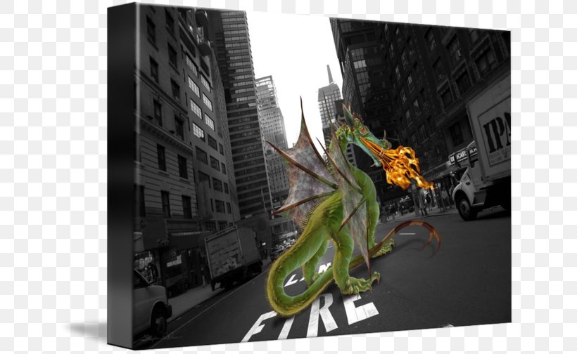 Gallery Wrap Canvas Fire Breathing Dragon Art, PNG, 650x504px, Gallery Wrap, Art, Brand, Canvas, City Download Free