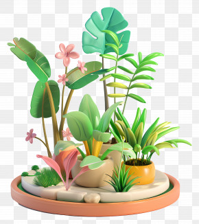 Plant Garden - Mini Garden Illustration With Green Plants PNG