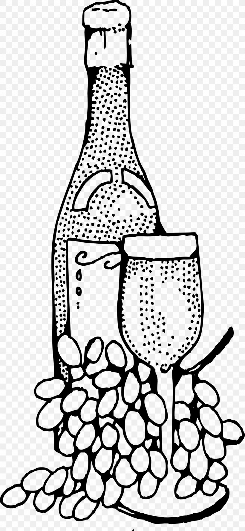 White Wine Bottle Ready-to-Use Food And Drink Spot Illustrations Clip Art, PNG, 999x2160px, Wine, Black And White, Bottle, Drinkware, Food Download Free
