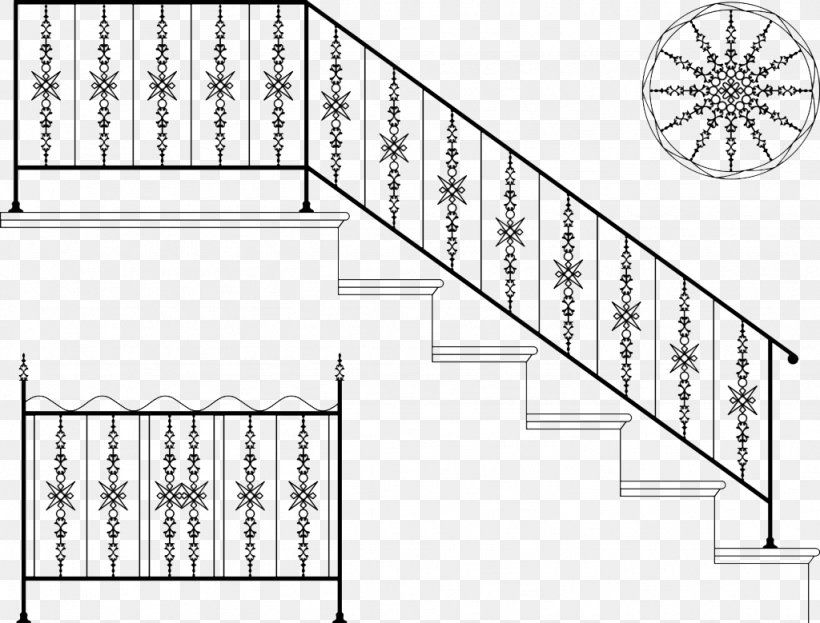 Handrail Stairs Wrought Iron, PNG, 1024x779px, Handrail, Architecture, Area, Black And White, Cast Iron Download Free