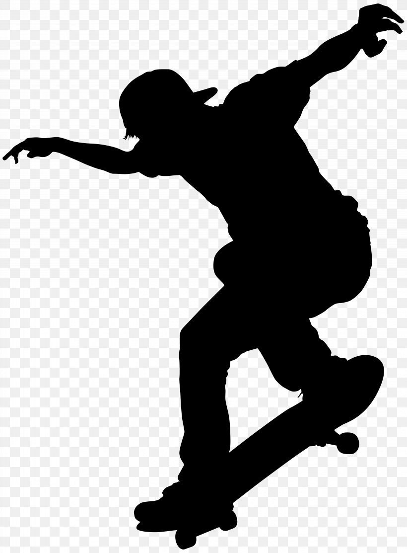 Skateboarding Silhouette Roller Skating Clip Art, PNG, 5889x8000px, Skateboard, Black And White, Extreme Sport, Footwear, Human Behavior Download Free