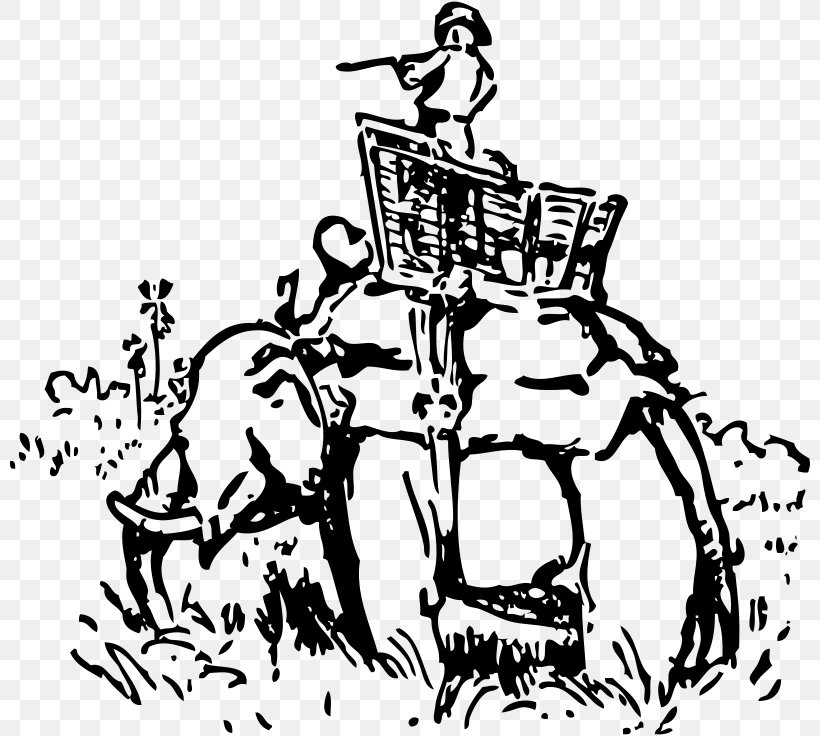 Elephant Clip Art, PNG, 800x736px, Elephant, Art, Artwork, Black And White, Boar Hunting Download Free