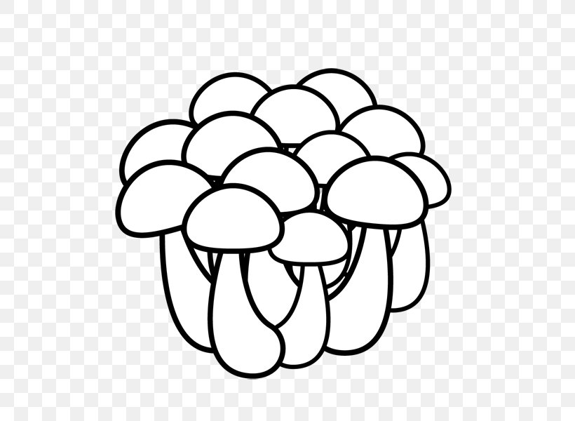 Shimeji Black And White Mushroom Monochrome Painting Clip Art, PNG, 600x600px, Shimeji, Area, Black And White, Book Illustration, Color Download Free