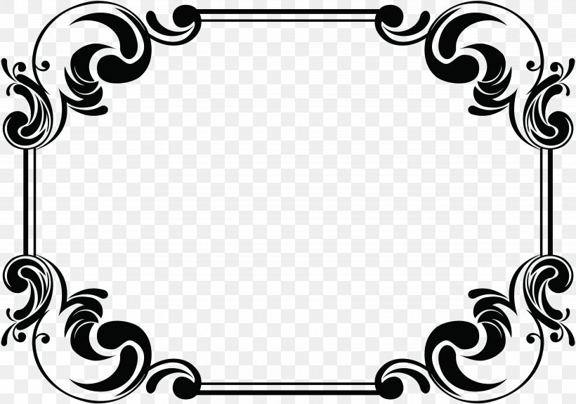 Picture Frames Dress Photography Clip Art, PNG, 3840x2695px, Picture Frames, Area, Black And White, Body Jewelry, Brand Download Free