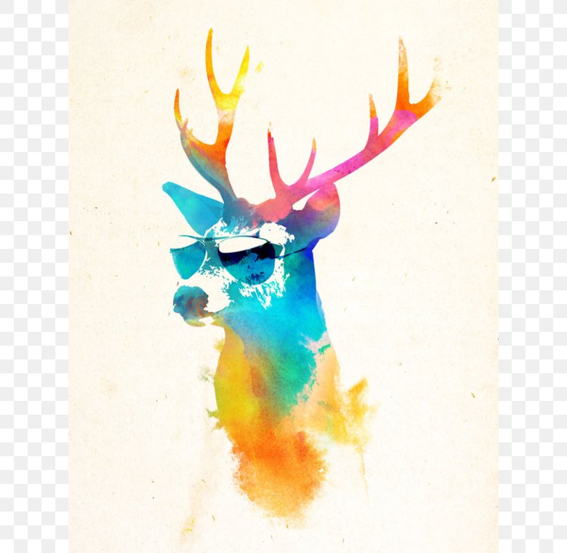 Deer Poster Art Crow, PNG, 800x800px, Watercolor, Cartoon, Flower, Frame, Heart Download Free