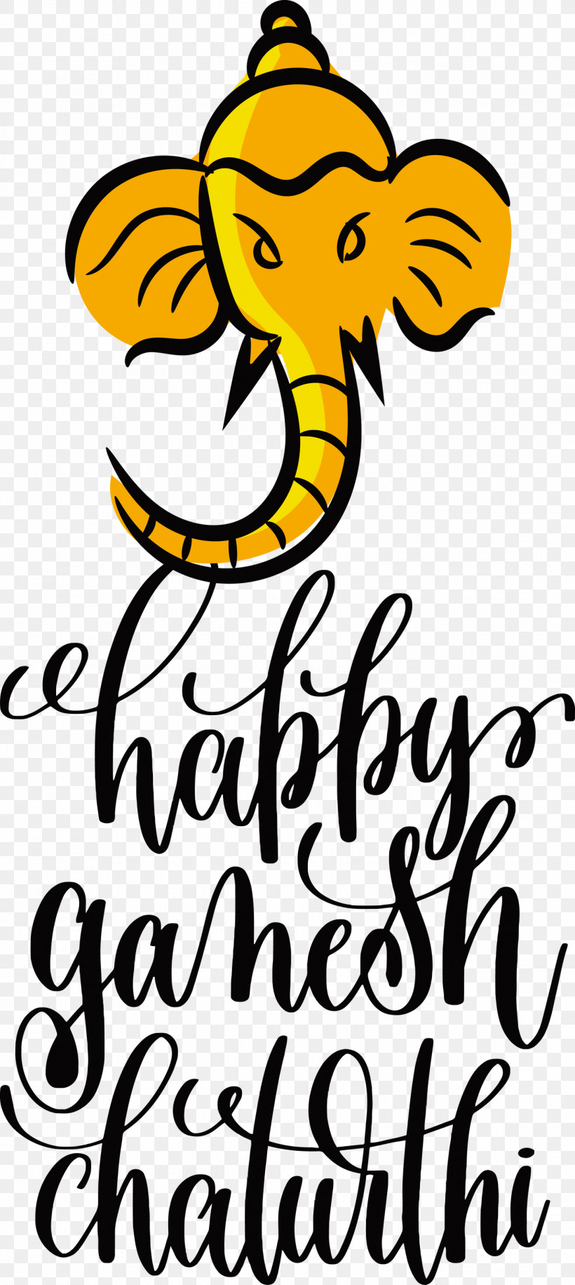 Happy Ganesh Chaturthi, PNG, 1343x2999px, Happy Ganesh Chaturthi, Calligraphy, Drawing, Festival, Lettering Download Free
