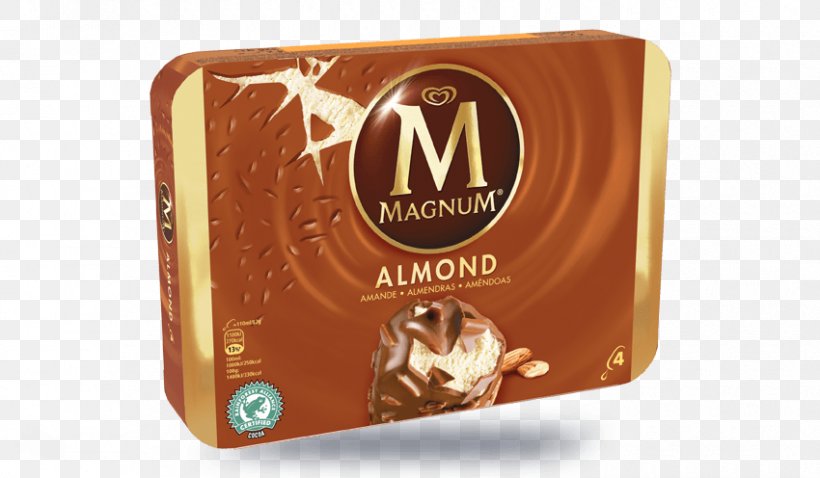 Chocolate Ice Cream Milk Magnum, PNG, 850x496px, Ice Cream, Almond, Brand, Caramel, Chocolate Download Free