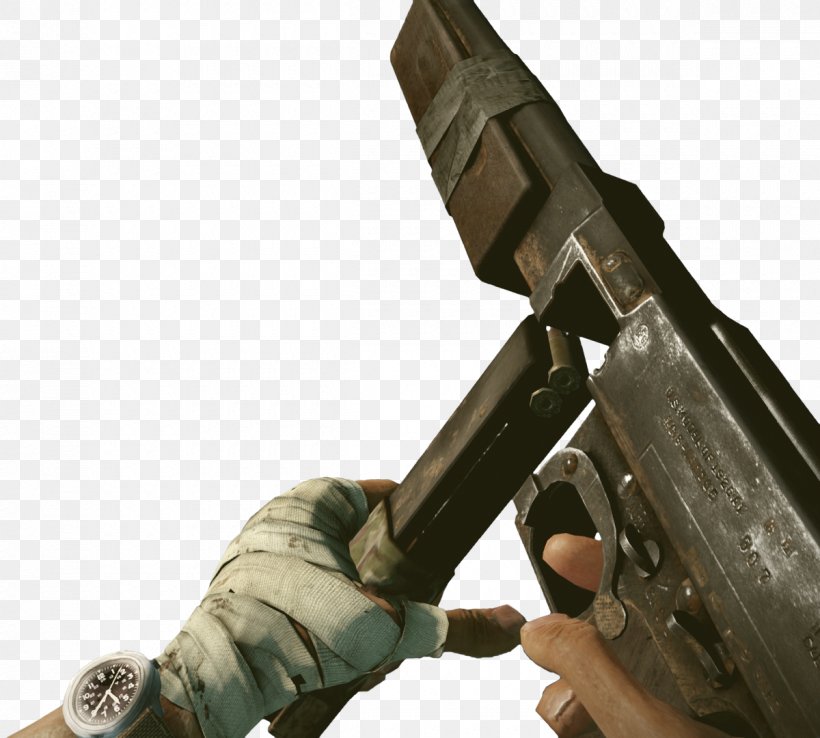 Second World War Thompson Submachine Gun Call Of Duty: WWII Firearm M1 Garand, PNG, 1200x1080px, Watercolor, Cartoon, Flower, Frame, Heart Download Free