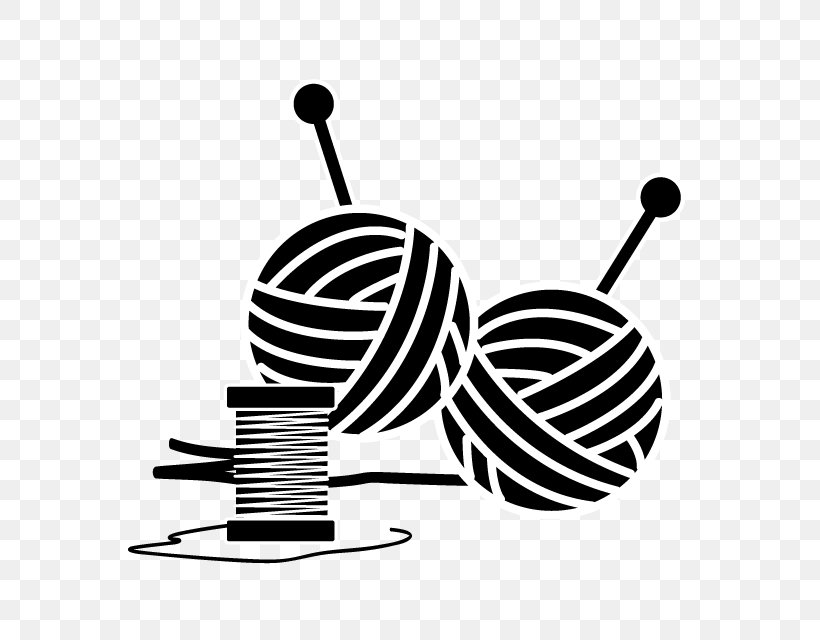 Knitting Yarn Handicraft Illustration Wool, PNG, 640x640px, Knitting, Art, Blackandwhite, Blanket, Handicraft Download Free