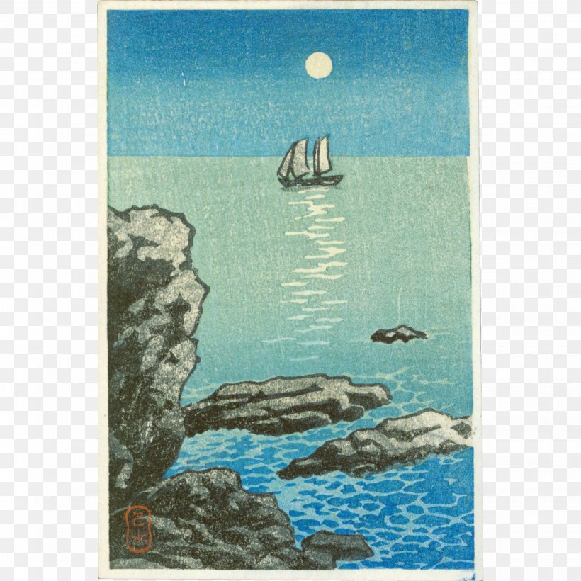 Woodblock Printing One Hundred Aspects Of The Moon Art Printmaking, PNG, 2042x2042px, Woodblock Printing, Aqua, Art, Hasui Kawase, Hiroshige Download Free