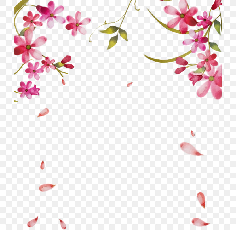 Pink Flower Petal Pedicel Plant, PNG, 721x800px, Watercolor, Blossom, Branch, Flower, Paint Download Free