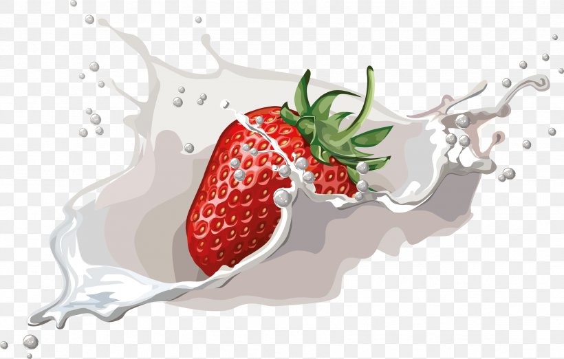 Strawberry Flavored Milk Milkshake, PNG, 3393x2162px, Strawberry, Flavored Milk, Food, Fragaria, Fruit Download Free