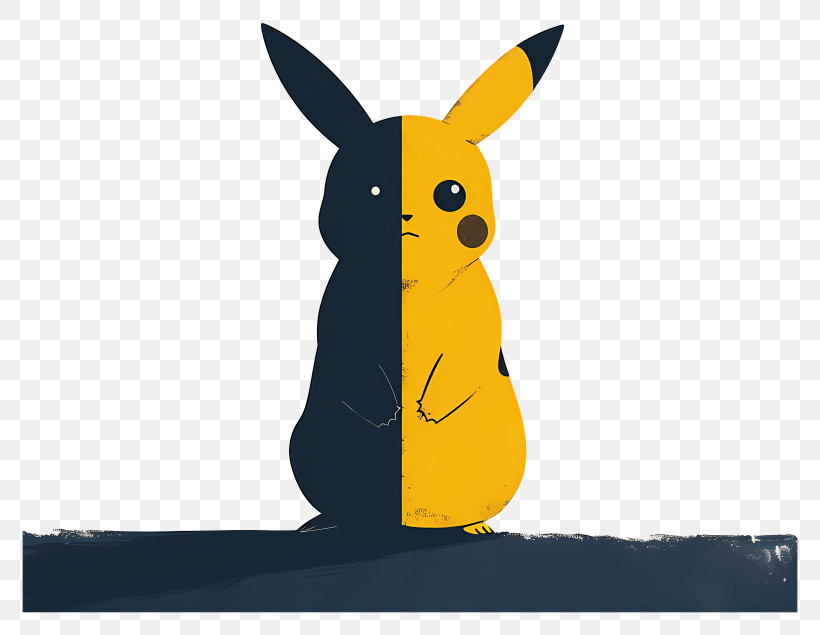 Pikachu - Half Black Half Yellow Pikachu PNG