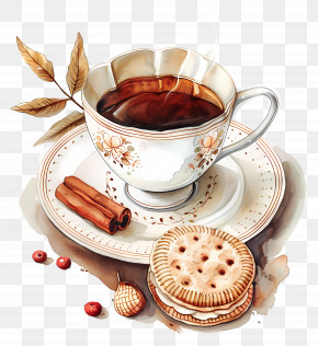 Tea Cookie - Elegant Tea Cup With Cinnamon And Cookies PNG