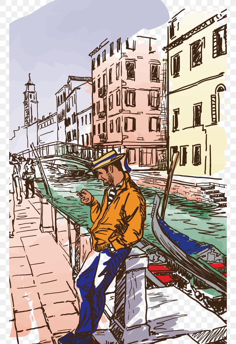 Venice Drawing Art Illustration, PNG, 756x1194px, Venice, Art, Cartoon, Drawing, Fiction Download Free
