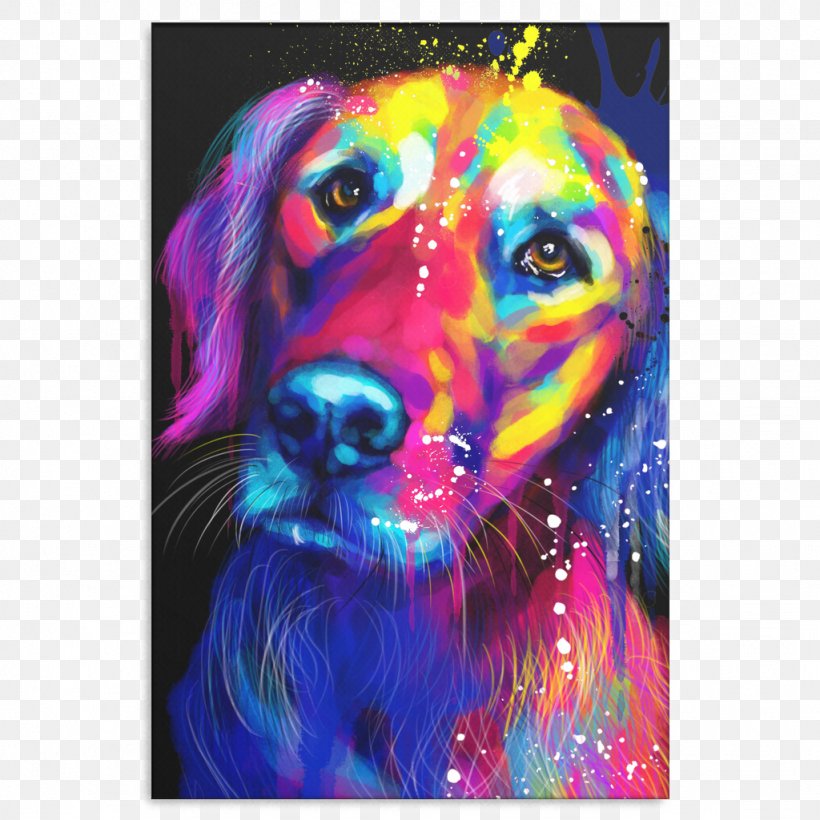 Dog Psychedelic Art Magenta Snout Violet, PNG, 1024x1024px, Dog, Acrylic Paint, Acrylic Resin, Animal, Art Download Free