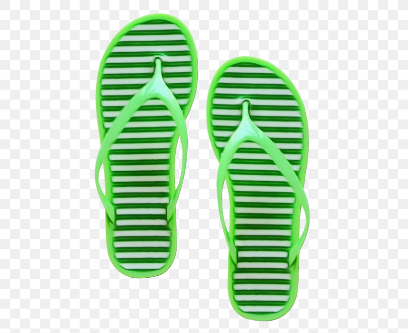 Footwear Green Flip-flops Yellow Shoe, PNG, 500x669px, Watercolor, Flipflops, Footwear, Green, Paint Download Free