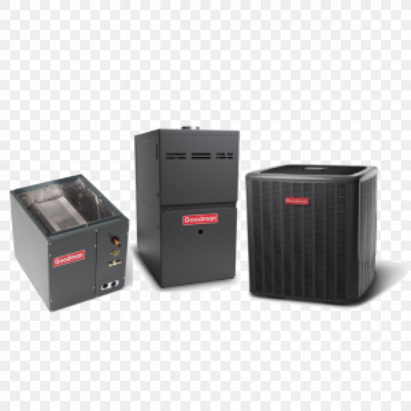 Furnace Air Conditioning Seasonal Energy Efficiency Ratio HVAC Goodman Manufacturing, PNG, 1200x1200px, Furnace, Air Conditioning, Air Handler, Audio, Audio Equipment Download Free