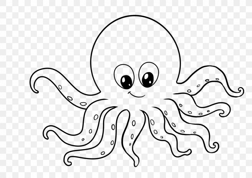 White Octopus Giant Pacific Octopus Line Art Cartoon, PNG, 1400x990px,  White, Cartoon, Face, Giant Pacific Octopus,
