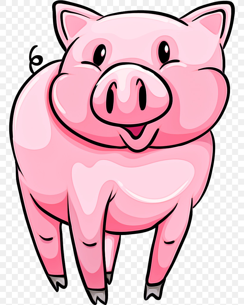 Cartoon Pink Snout Suidae Nose, PNG, 760x1024px, Cartoon, Line, Nose, Pink, Snout Download Free