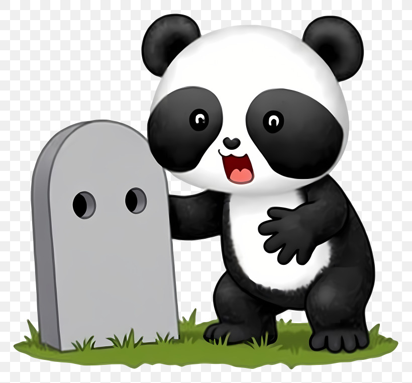 Halloween Panda - Panda With Tombstone PNG