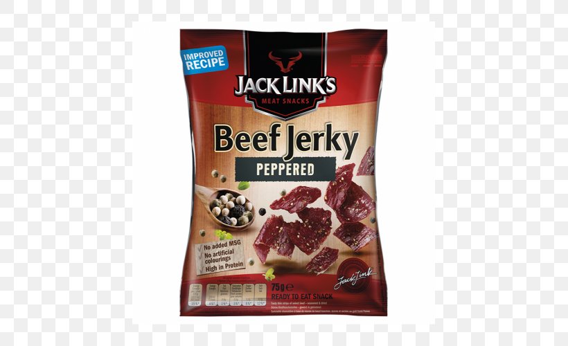 Jack Link's Beef Jerky Dried Meat Snack Teriyaki, PNG, 500x500px, Jerky, Beef, Beef Jerky, Dried Meat, Flavor Download Free