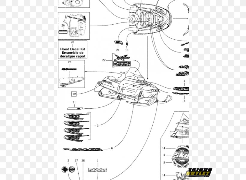 Ski-Doo Outlet Snowmobile Original Equipment Manufacturer Spare Part, PNG, 600x600px, Skidoo, Area, Artwork, Auto Part, Black And White Download Free