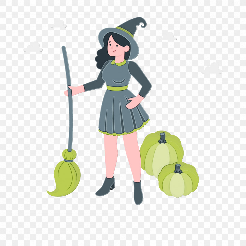 Cartoon Green Broom, PNG, 2000x2000px, Halloween, Broom, Cartoon, Green, Paint Download Free