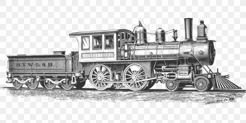 Rail Transport Train Steam Locomotive Clip Art, PNG, 1920x960px, Rail Transport, Black And White, Diesel Locomotive, Drawing, Engine Download Free