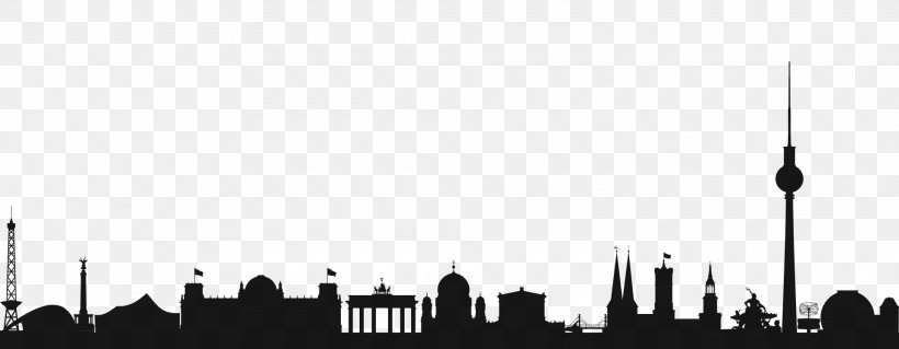 Berlin Skyline Silhouette Drawing Clip Art, PNG, 1920x747px, Berlin, Architecture, Black And White, City, Cityscape Download Free