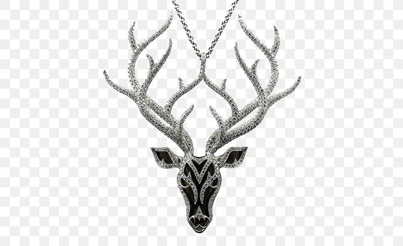Reindeer Jewellery Necklace, PNG, 500x500px, Reindeer, Antler, Black And White, Body Jewelry, Collar Download Free