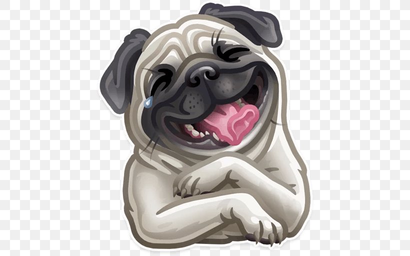 Pug Puppy Sticker Telegram Dog Breed, PNG, 512x512px, Pug, Advertising, Animal, Carnivoran, Cat Download Free