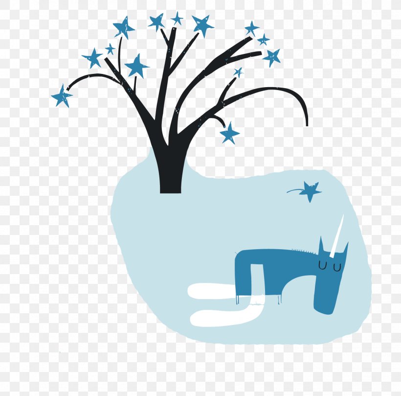 Tree Blue Unicorn, PNG, 1519x1500px, Tree, Blue, Brand, Logo, Mammal Download Free