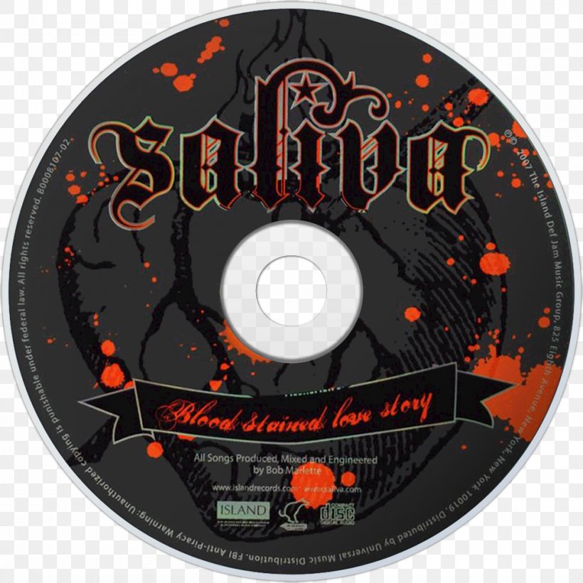 Compact Disc Saliva Blood Stained Love Story Album Back Into Your System, PNG, 1000x1000px, Watercolor, Cartoon, Flower, Frame, Heart Download Free