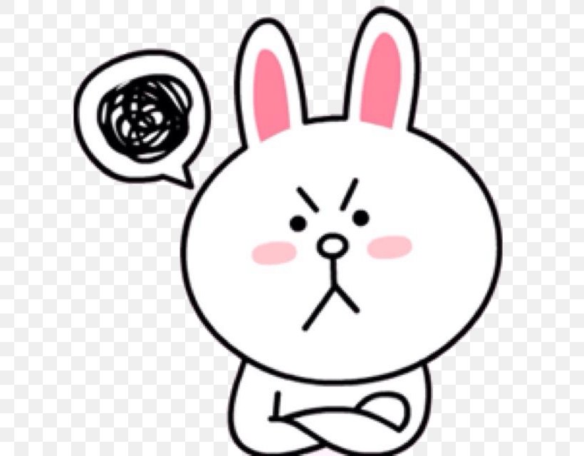 Line Friends Leporids Rabbit Anger Sticker, PNG, 640x640px, Line Friends, Anger, Animation, Annoyance, Area Download Free