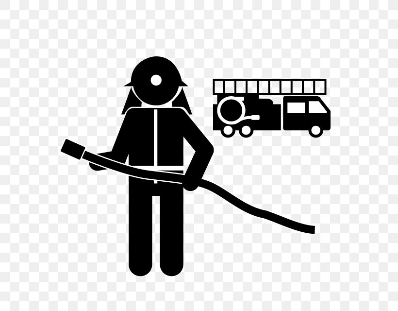 Firefighter Fire Engine Pictogram Firefighting Clip Art, PNG, 640x640px, Firefighter, Area, Black, Black And White, Brand Download Free